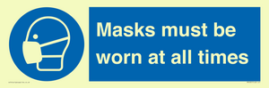 Masks must be worn at all times
